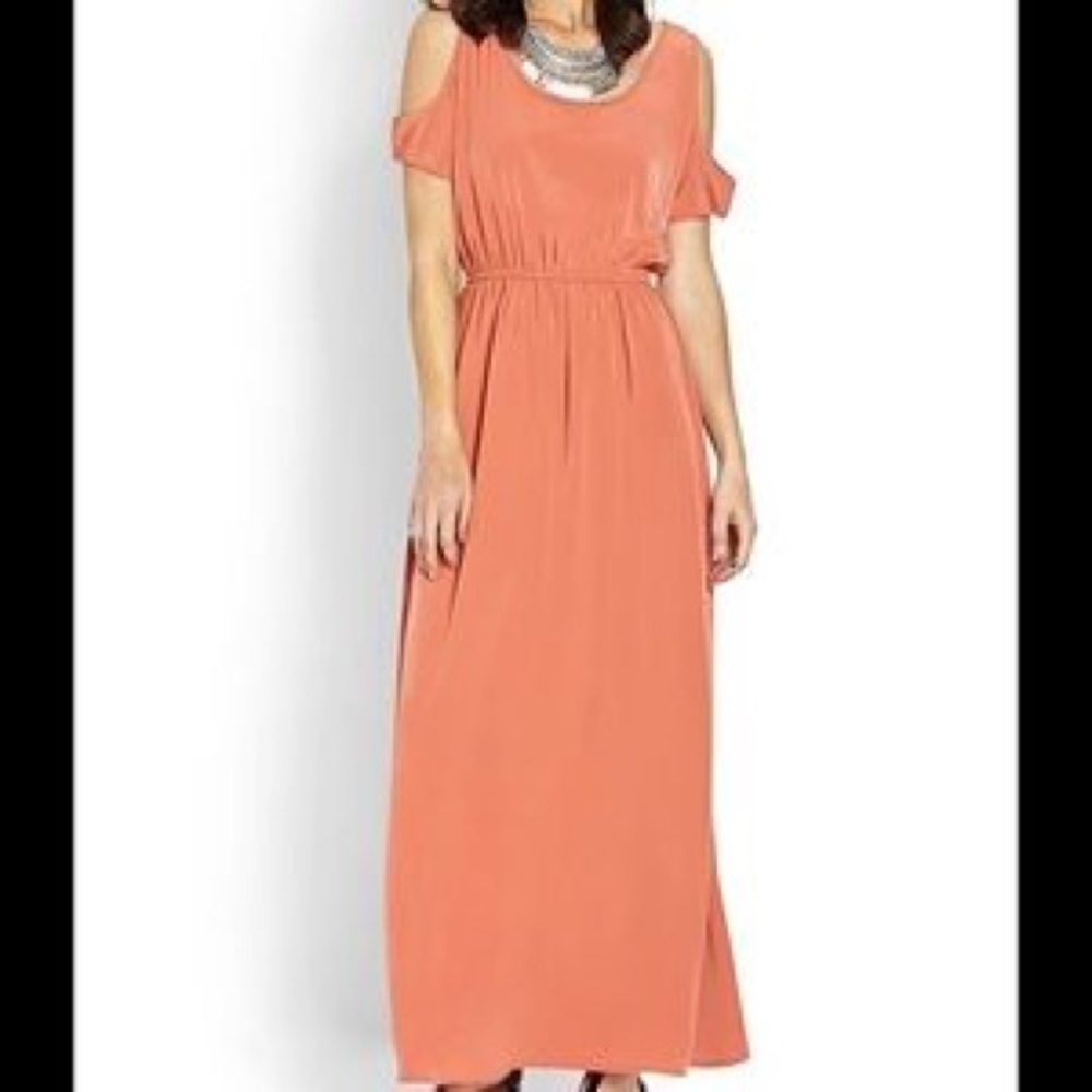 Love 21 Apricot Cold Shoulder Maxi Dress